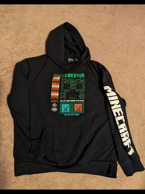 MAD Engine Kids Black Minecraft Creeper Graphic Hoodie